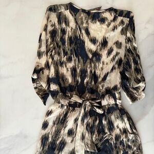 CHARLIE JADE Romper with Belt BLK/GRN/Cream Size Small